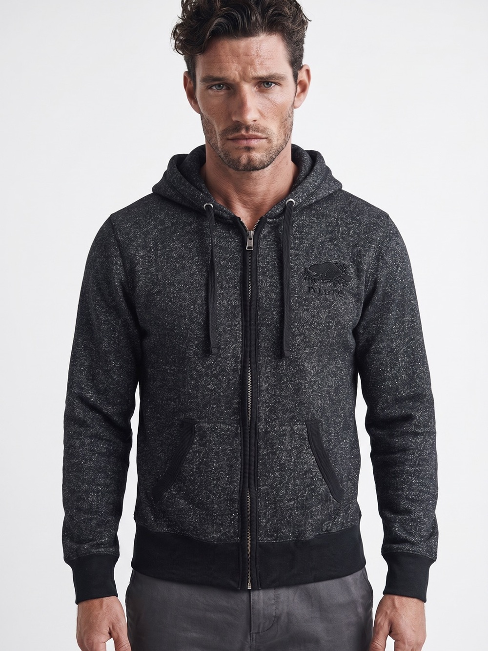 🍁 Roots Canada Speckled Zip Hoodie – Small –‎ Classic Beaver Logo
